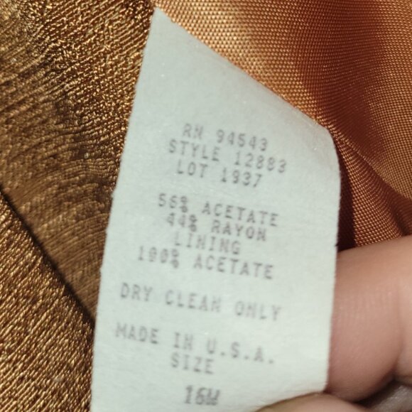 Vintage 90s Essence by Mail Gold 2-Piece Blazer Skirt Suit Set Size 16W - Picture 8 of 8